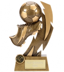 Gold Flash Boot & Ball Trophy in 5 Sizes