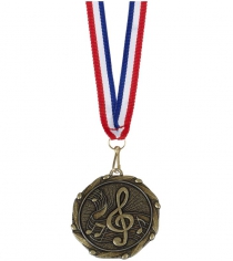 Treble Cleff & Musical Note Medal With Ribbon