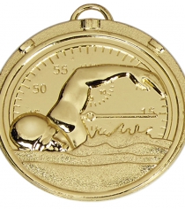 50mm Swimming Medal in Gold, Silver & Bronze With Ribbon
