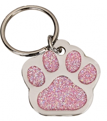 Glitzy Paw Shaped Pet Tag 28mm Diameter