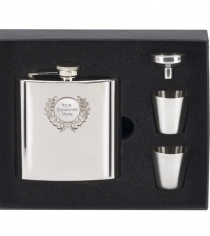 6oz Stainless Steel Hip Flask with Crest Design