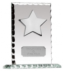 Silver Pearl Edge Star Jade Glass Plaque