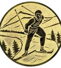 Skiing Metal Centre in Gold, Silver & Bronze