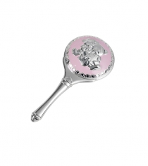 Silver Plated Pink Enamelled Teddy Rattle