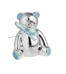 Teddy Bear Money Bank With Blue Bow