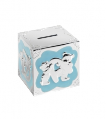 Blue Teddy Pattern Money Box